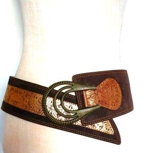 Chunky BELT by Chicos Brown Leather Suede Renaissance